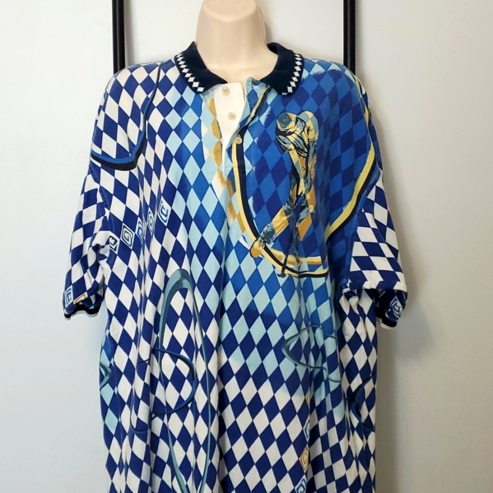 Vintage Goldsmith cotton polo top men Size XL short sleeve graphic Y2K